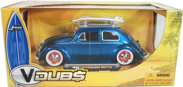 1959 Volkswagen Beetle w/ Surfboard - Blue (V-Dubs) 1/24