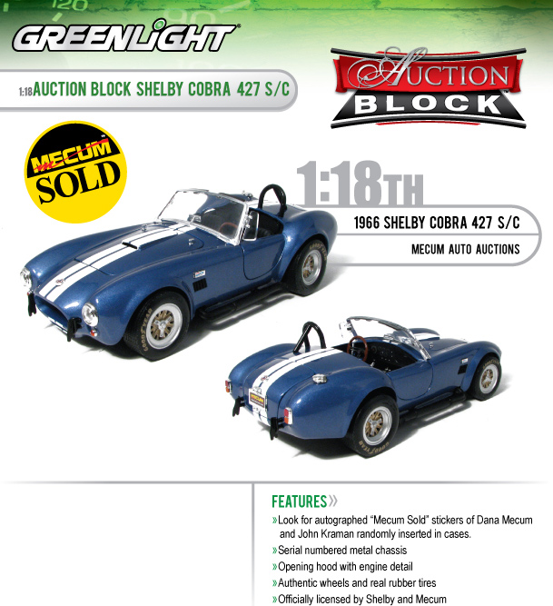 1966 Shelby Cobra 427 S/C Mecum Auto Aution Series (Greenlight) 1/18