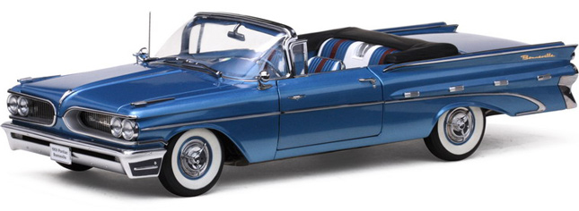 1959 Pontiac Bonneville Open Convertible - Vanguard Blue Metallic (SunStar Platinum) 1/18