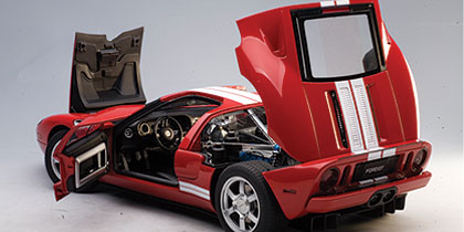 2004 Ford GT - Mark IV Red w/ White Stripe (AUTOart 73021) 1/18