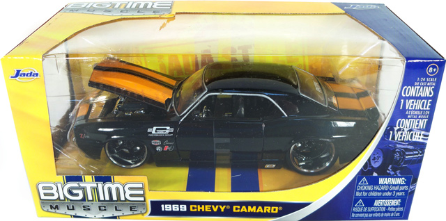 1969 Chevy Camaro - Glossy Black w/ Orange Stripes (DUB City Bigtime Muscle) 1/24