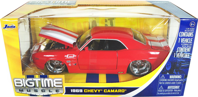 1969 Chevy Camaro - Red w/ White Stripes (DUB City Bigtime Muscle) 1/24