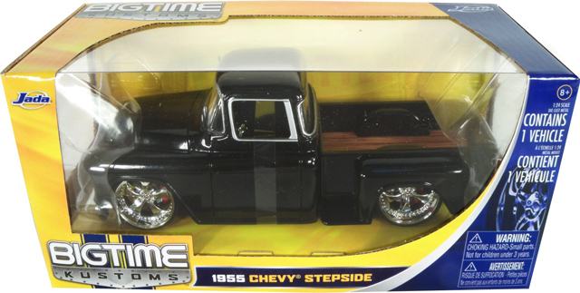 1955 Chevy Stepside Pickup - Black (Bigtime Muscle) 1/24