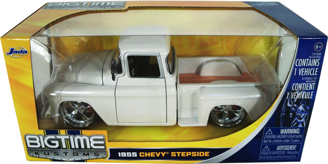 1955 Chevy Stepside Pickup - White (Bigtime Muscle) 1/24