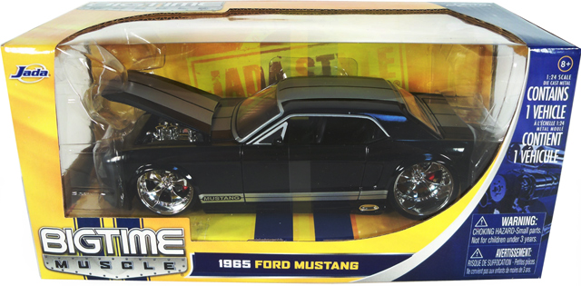 1965 Ford Mustang - Black w/ Silver Stripes (DUB City Bigtime Muscle) 1/24