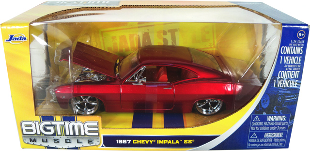 1967 Chevy Impala SS - Candy Red (DUB City) KMC wheels 1/24 diecast model car