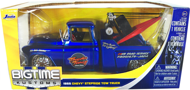 1955 Chevy Stepside Tow Truck - Candy Blue (Bigtime Kustoms) 1/24