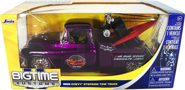 1955 Chevy Stepside Tow Truck - Candy Purple (Bigtime Kustoms) 1/24