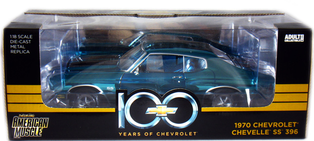 1970 Chevy Chevelle SS396 - Le Mans Blue Chrome (Ertl American Muscle) 1/18 box amm801