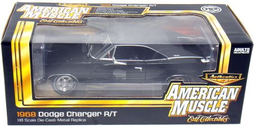 1968 Dodge Charger R/T 440 - Black (Ertl American Muscle) 1/18 autoworld diecast amm-943 box