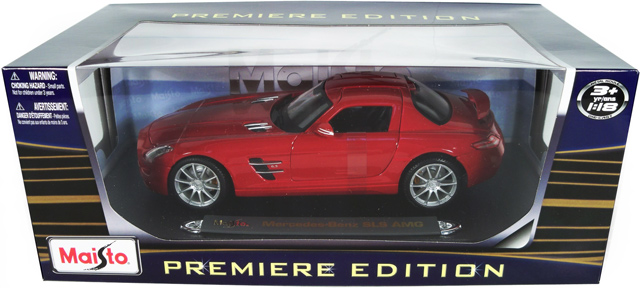 AMG Mercedes-Benz SLS Gullwing - Red (Maisto) 1/18